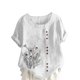 thumbnail image 1 of Vestidos Casuales Para Mujer, Blusas De Mujer De Moda Blusa informal de lino con cuello redondo, manga corta y botones para mujer, 1 of 4