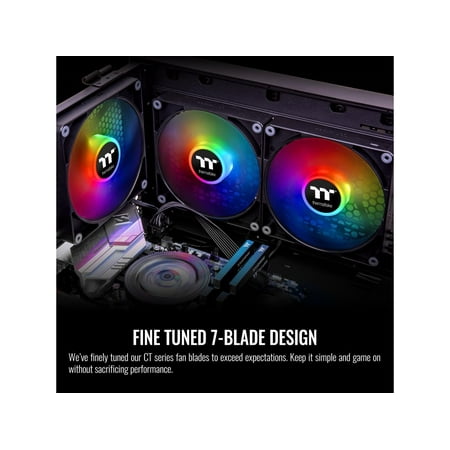 Thermaltake - CT 120 ARGB Sync 120mm Cooling Fan with Daisy-Chain Design (2-Pack) - Black