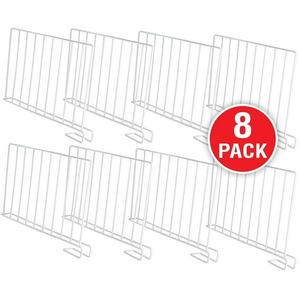 Storagemaid Pack Of 8 Wire Shelf Dividers For Bedroom Closets Kitchen Cabinets Wood Shelves Bookcases And Libraries Versatile Multi Functional Organizers For Home And Office White Walmart Com Walmart Com