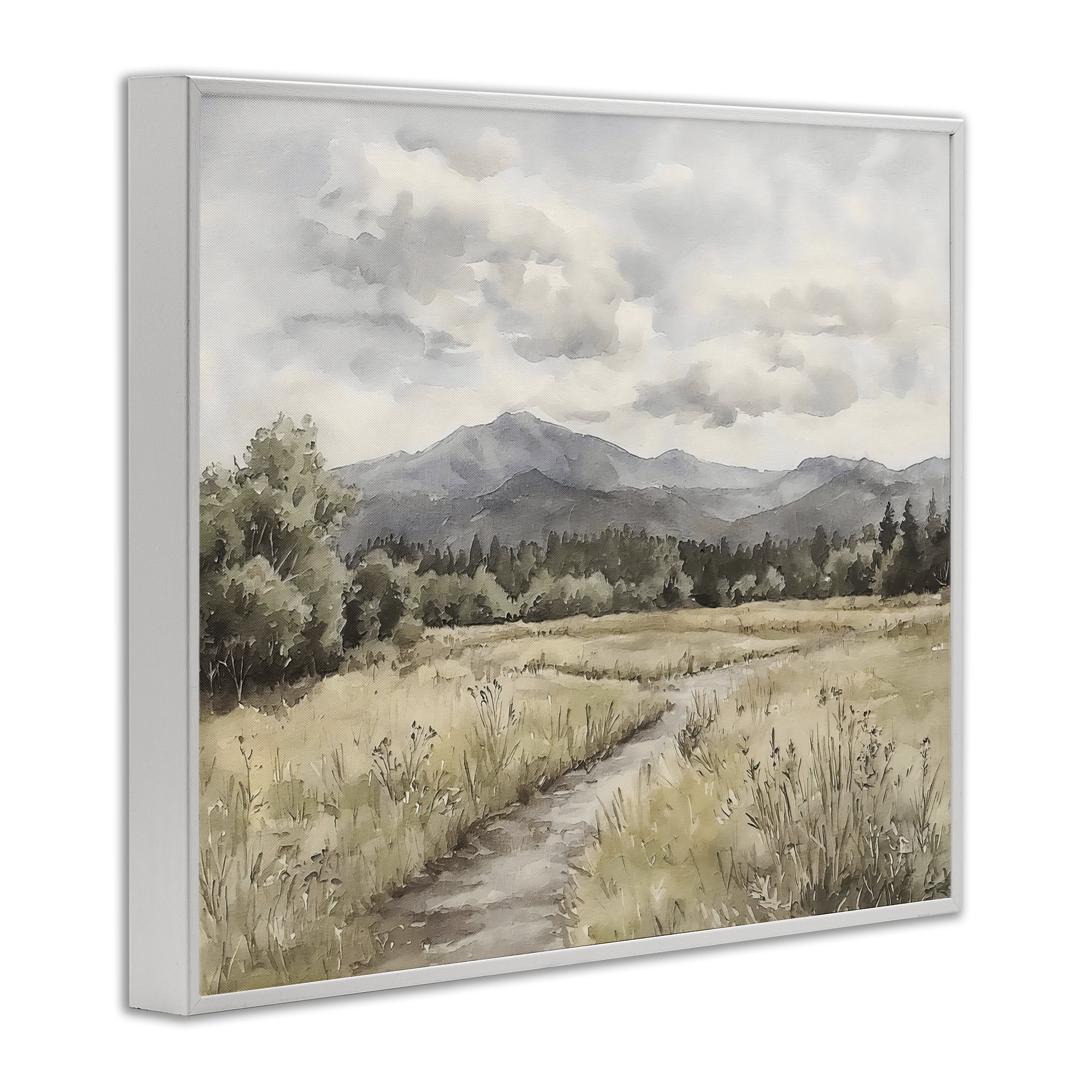 Stupell Industries Muted Pathway to Mountains White Framed Giclee Art, design by Riley B