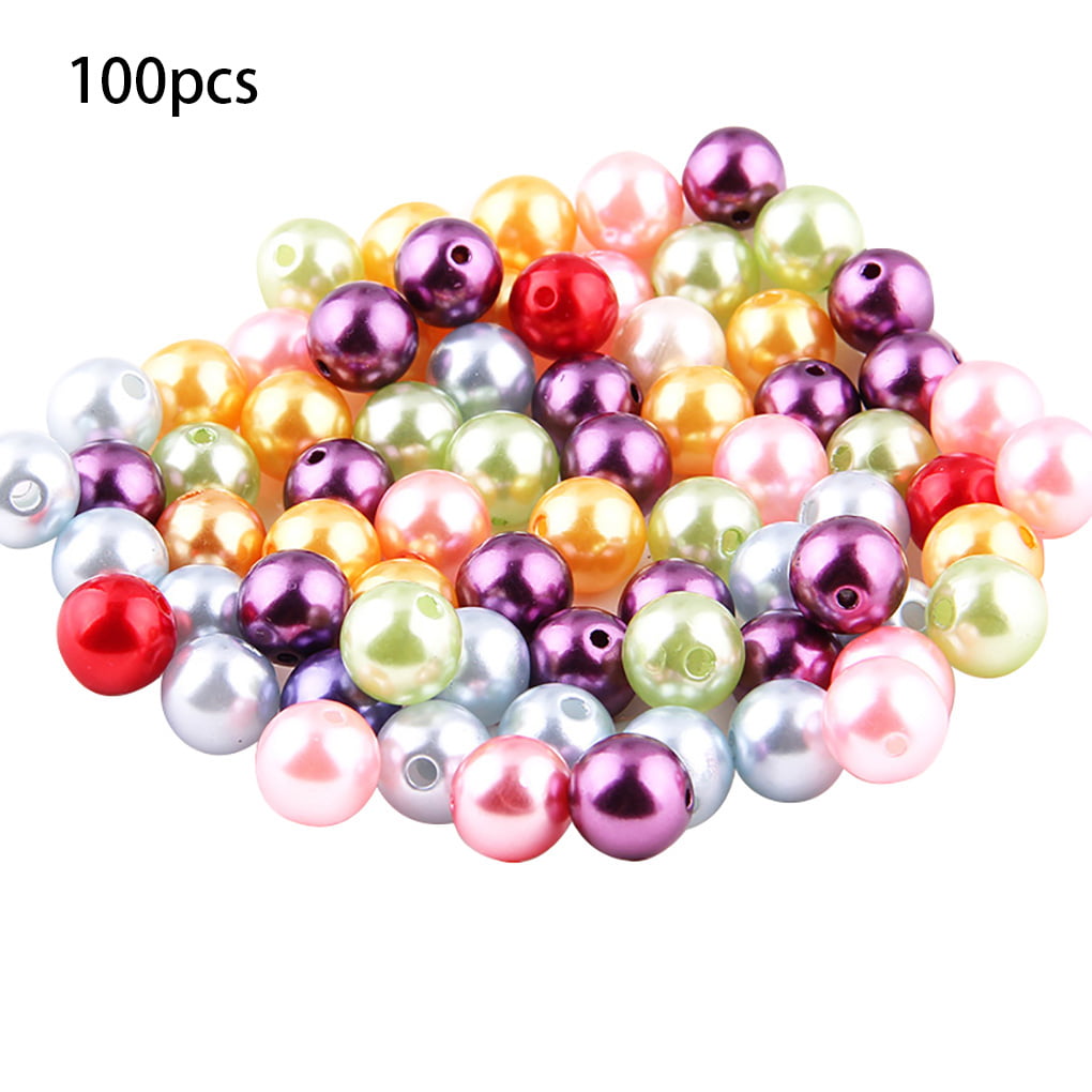 100PCS Top Quality Czech Glass Pearl Acrylic Round Beads Jewelry 6mm 8mm 10mm