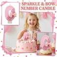 thumbnail image 2 of Birthday Candle Number Pink Glitter with Bow Cartoon Creative Party Cake Topper Decoration, Glamorous Numeric Candle for Celebration, Dazzling Party Cake Decor, 2 of 6