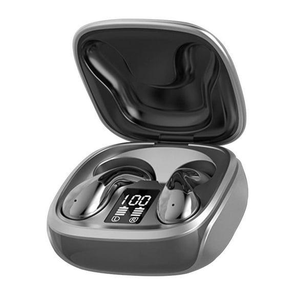 Matoen Clip-On Open Ear Headphones Wireless Bluetooth 5.3 Sports Earbuds Built-in Microphone with Charging Case for Running Black