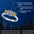 thumbnail image 2 of Gem Stone King 14K White Gold Blue Tanzanite & Yellow Citrine 3-Stone Engagement Ring | 0.97 Cttw | Round 5MM and 4MM | Three Stone Wedding Anniversary Promise Ring for Women (Size 7), 2 of 6