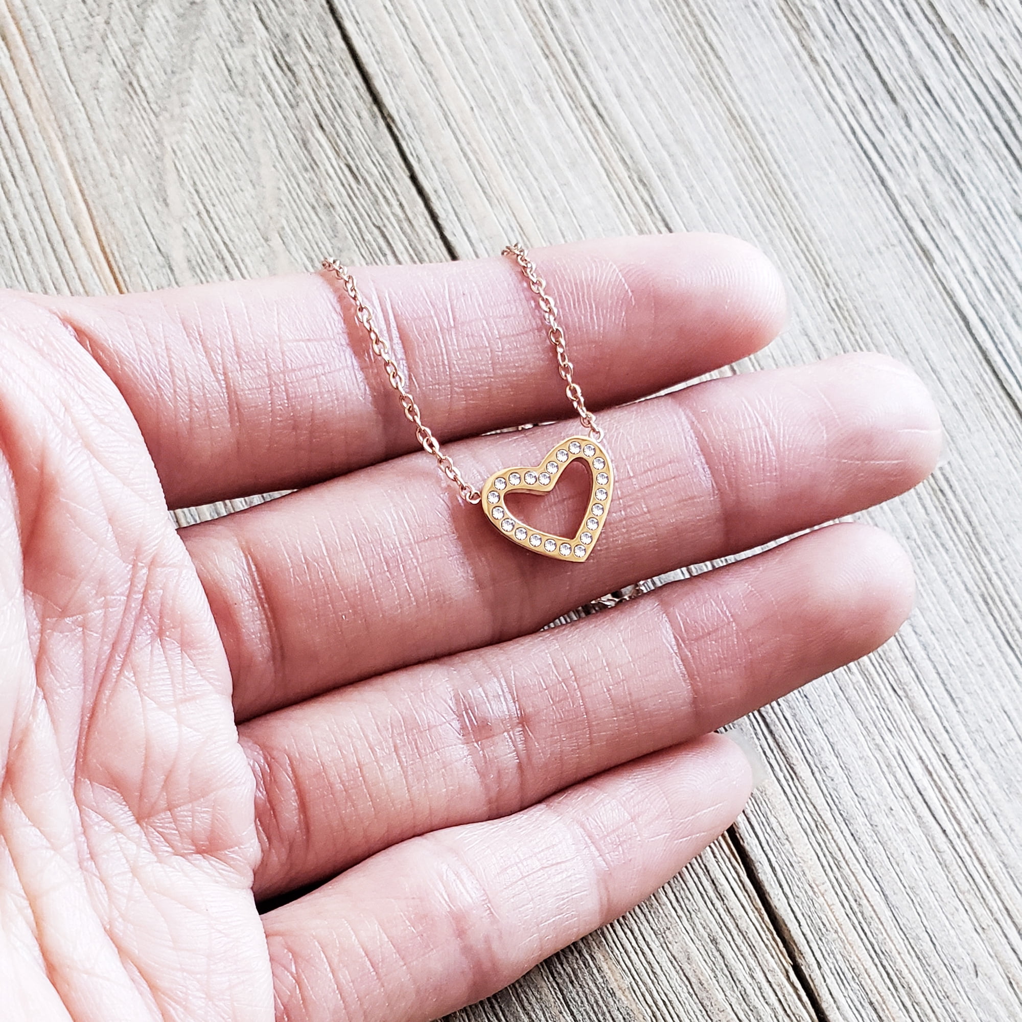 New Mom Mother's Day Gift, Jewelry For New Mom, Gift for Her, Mother's Day Necklace and Card, Stainless Steel Necklace and Card [Rose Gold Heart,Blue-Green Gradient]