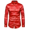 thumbnail image 5 of INSPIRE CHIC Men's Satin Band Collar Long Sleeve Slim Fit Solid Dress Shirts, 5 of 6