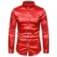 thumbnail image 5 of Camisas de vestir sólidas de manga larga con cuello de banda INSPIRE CHIC para hombres Rojo S, 5 of 6