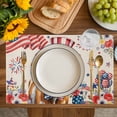 thumbnail image 4 of Independence Day Placemats Set of 12, Cow Patriotic Usa Flag Firework Floral Placemats for Dining Table, Place Mats for Kitchen Tabletop, Waterproof Wipeable Dining Table Mats Set, 4 of 9