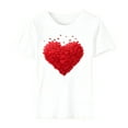 thumbnail image 5 of Women's Valentine's Short Sleeve T-Shirt Happy Day Heart Print Crewneck Top for Romantic Gatherings White L, 5 of 6