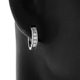 thumbnail image 2 of Sterling Silver White Round CZ Women's Hoop Huggie Earrings, 2 of 3