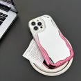 thumbnail image 2 of ELEHOLD for iPhone 14 Pro Case,Luxury Stylish Glossy Plating 3D Curly Wave Soft Mirror TPU Slim Fit Anti-Drop Shockproof Protective Phone Case for iPhone 14 Pro,Pink, 2 of 6