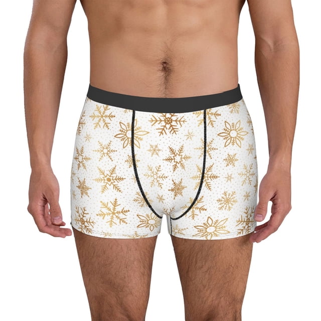 Fotbe gold Snowflake print Calzoncillos Tipo Boxer con Bolsa de Soporte Total para Hombre, X-Temp Fresco, Transpirable y de Secado Rápido-Small