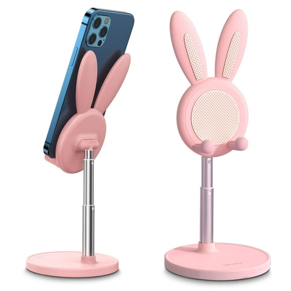 OATSBASF Support de Cellulaire Mignon, Support de Téléphone Bunny Réglable pour Bureau, Support Épais Compatible avec iPhone, Kindle, iPad, Switch, Tous les Téléphones (Rose)