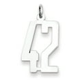 thumbnail image 1 of Sterling Silver Rhodium-plated Small Elongated Pol Number 42 Charm QES42 (20mm x 8mm), 1 of 2