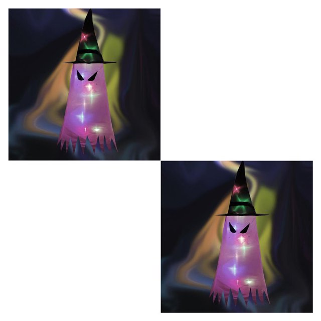 Wosthever Sombrero de Halloween brillante, luces LED para vacaciones, sombrero, decoración de fiesta, colgante, sombrero de brillante, Dämonenaugen leuchten rosa 2piezas
