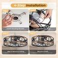 thumbnail image 6 of edx 22" Farmhouse Flush Mount Ceiling Fan with Light & Remote, Reversible Blades, Bladeless Safety Cage, 6 Speeds, 8H Timer, Rustic Low Profile Ceiling Fan for Bedroom Kitchen Living Room, Gold, 6 of 10