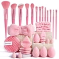 thumbnail image 1 of Set de brochas de maquillaje SIHIMESOLFVE, 33 unidades, fibra sintética, color rosa, 1 of 9
