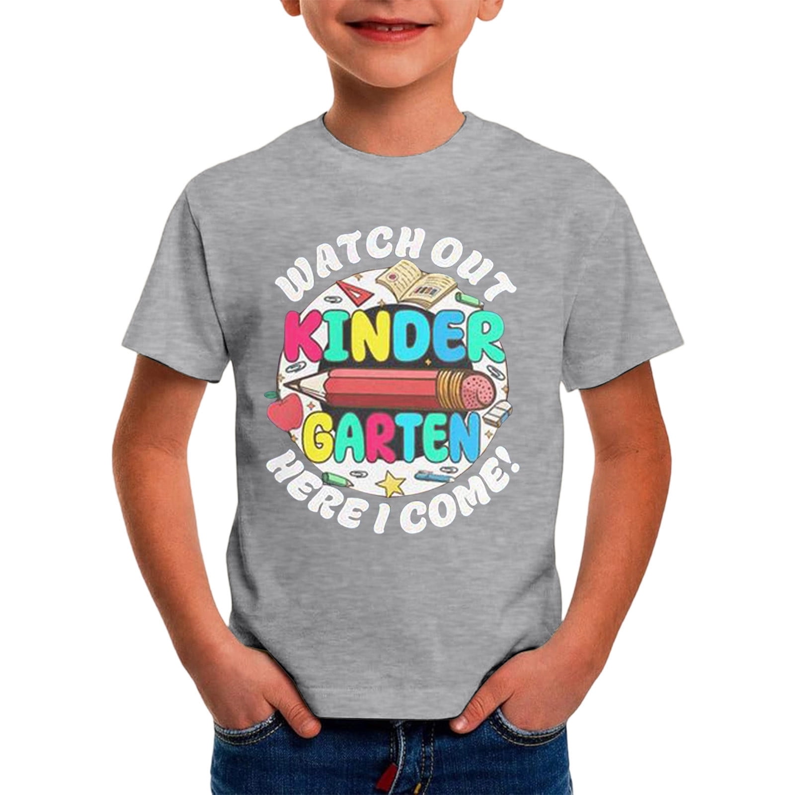 Miaoju Toddler Tshirts Boys 2t Crew Neck Letter Graphic Printed Short Sleeve T Shirt Top Trendy Funny Tees Clothes for Boy Size