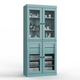 thumbnail image 3 of 100% Solid Wood 32" Bathroom Cabinet with Clear Glass Doors, 2-Drawers and Adjustable Shelves, 3 of 4