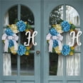 thumbnail image 4 of Corona de Hortensia Azul, decoración de puerta principal, temporada de flores de verano, 14.7 pulgadas, 4 of 8