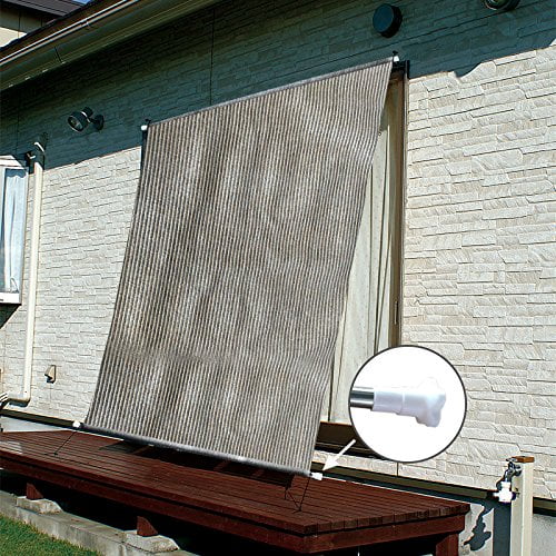 Shatex Rod-Shade Panel for Awning Pergola Patio Window W-8ft x L-12ft Coffee