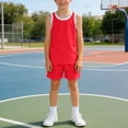 thumbnail image 2 of Ymyiu Ensembles de Sport pour Garçons Ensemble 2 Pcs pour Garçons T-Shirt à Manches Courtes et Short Collection Extérieure 5T 6T (Rouge, 5-6 Ans), 2 of 6