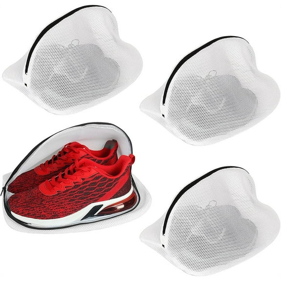Tutuviw 4Pcs Shoe Washing Bag for Washing Machine, Mesh Laundry Bags for travel, Metal Zipper Wash Bag for Sneakers, Flat Shoes, Laundry Washing Machine