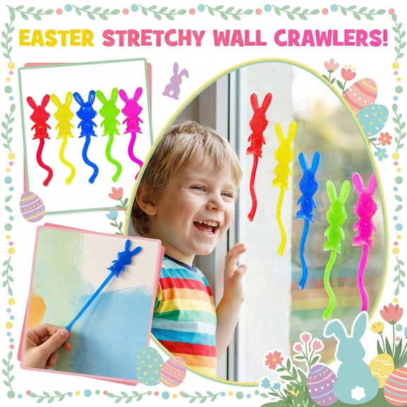 Elastic Easter Wall Climbers Squishy Toys Sticky Bunny Egg Fidgets Spring Party Favors for Adults Random Color Sensory Toys Basket Stuffers Throw Game(A)