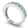 thumbnail image 2 of 0.81 ctw Wedding Band for Women - 18K White Gold Natural Aquamarine Stackable Eternity Ring, 2 of 6