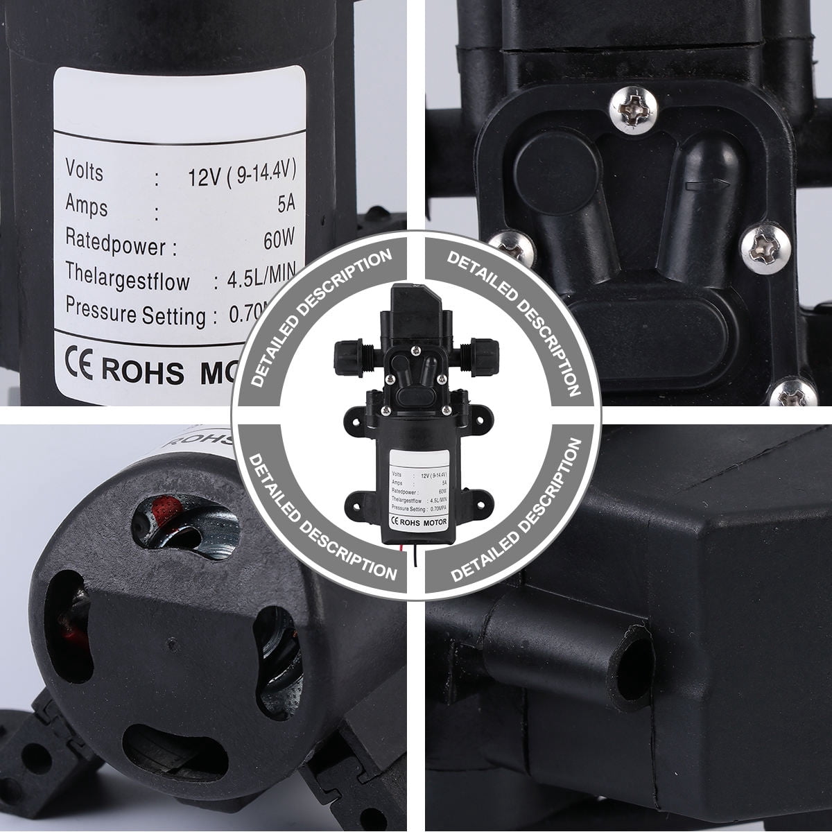 Tineasur 12V Compact Diaphragm Pump Black Sprayer Pump for Aquarium Water Change and Testing