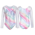 thumbnail image 6 of Kid Girls Gymnastic Leotard Long Sleeve Color Gradient Sparkly Ballet Dance One Piece Outfit, 6 of 10