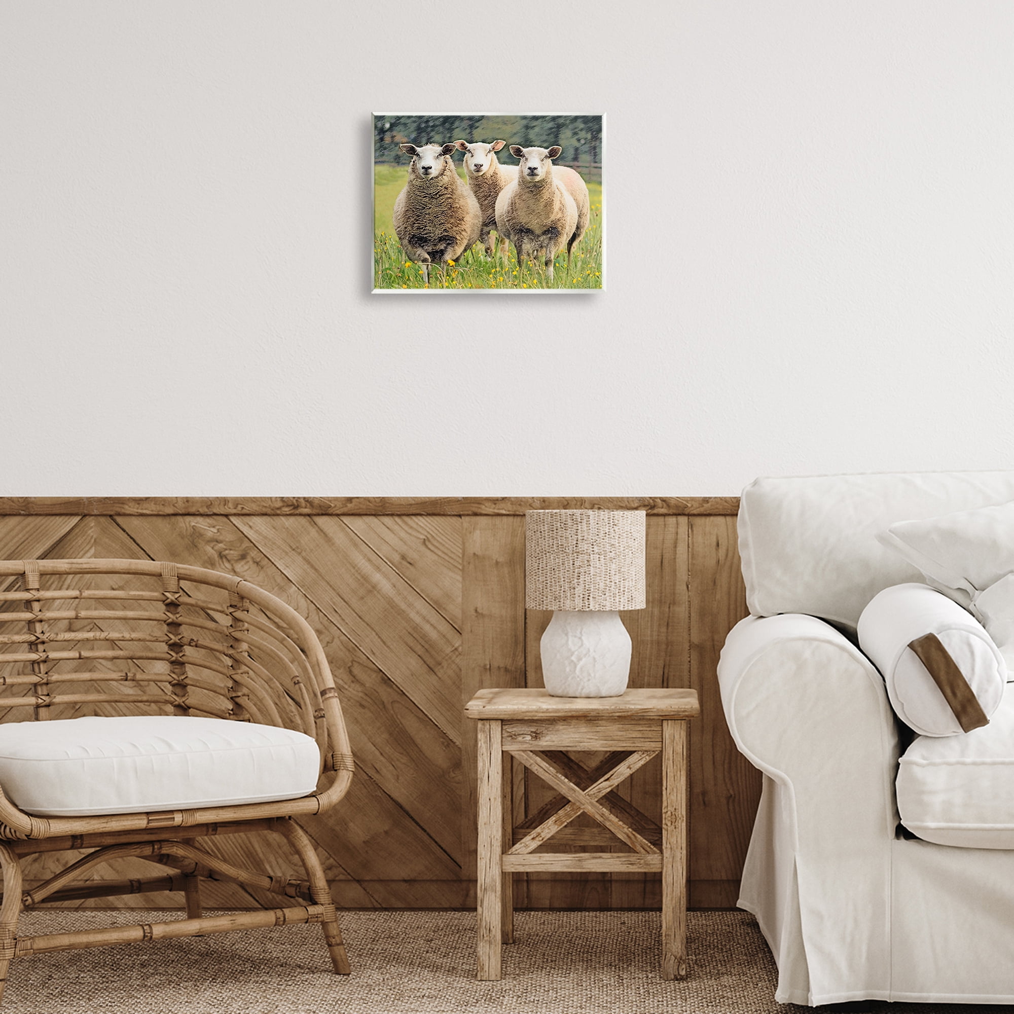 Stupell Industries Sheep Grazing in Grass Animals & Insects Painting Unframed Art Print Wall Art, 14 x 11