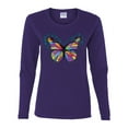thumbnail image 2 of Wild Bobby, Colorful Butterfly Oh Butterfly On Whispering Wings Animal Lover Womens Graphic Long Sleeve T-Shirt, Purple, Medium, 2 of 3