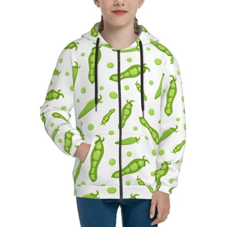 

Hoodies for Women green Peas cute print Long Sleeve Sweatshirt Drawstring Zip Up Hoodie with Pockets Teen Girl Clothes