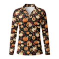 thumbnail image 4 of Jeiento Women's Autumn Pumpkin Leaf Golf Shirts, V Neck Fall Outdoor Tops, Long Sleeve Moisture Wicking Breathable Top for Workout, Tennis and Hiking, 4 of 7