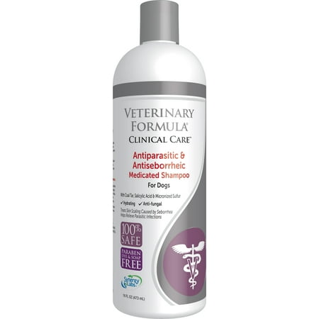 Veterinary Formula Clinical Care Antiparasitic and Antiseborrheic Medicated Shampoo for Dogs, 16 fl oz