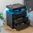 thumbnail image 4 of Hommpa Nightstand Set of 2 Wireless Charging Station USB Port Type C Outlets Modern Bedside Table 3 Drawer Smart LED Nightstand Tall Night Table Black High Gloss End Side Table for LivingRoom Bedroom, 4 of 10