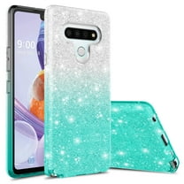 LG Stylo 6 Case, Rosebono Cute Fashinon Slim Luxury Shinning Sparkle Bling Classy Glitter Sparkle Girl Girly Women Protective Cover for LG Stylo 6 (Silver / Teal)