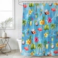 thumbnail image 4 of Blue Flamingos Bathroom Shower Curtains with 12 Hooks Polyester Waterproof Shower Curtain for Stalls and Bathtubs Tropical Summer Botanical Fruits Decorative Bathroom Privacy Curtain 48x72 Inches, 4 of 9