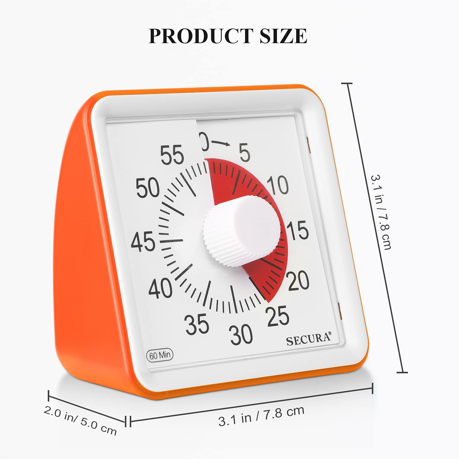 Secura 60-Minute Visual Countdown Timer, 7.5-Inch Oversize Classroom Visual  Timer for Kids and Adults, Durable Mechanical Kitchen Timer Clock with