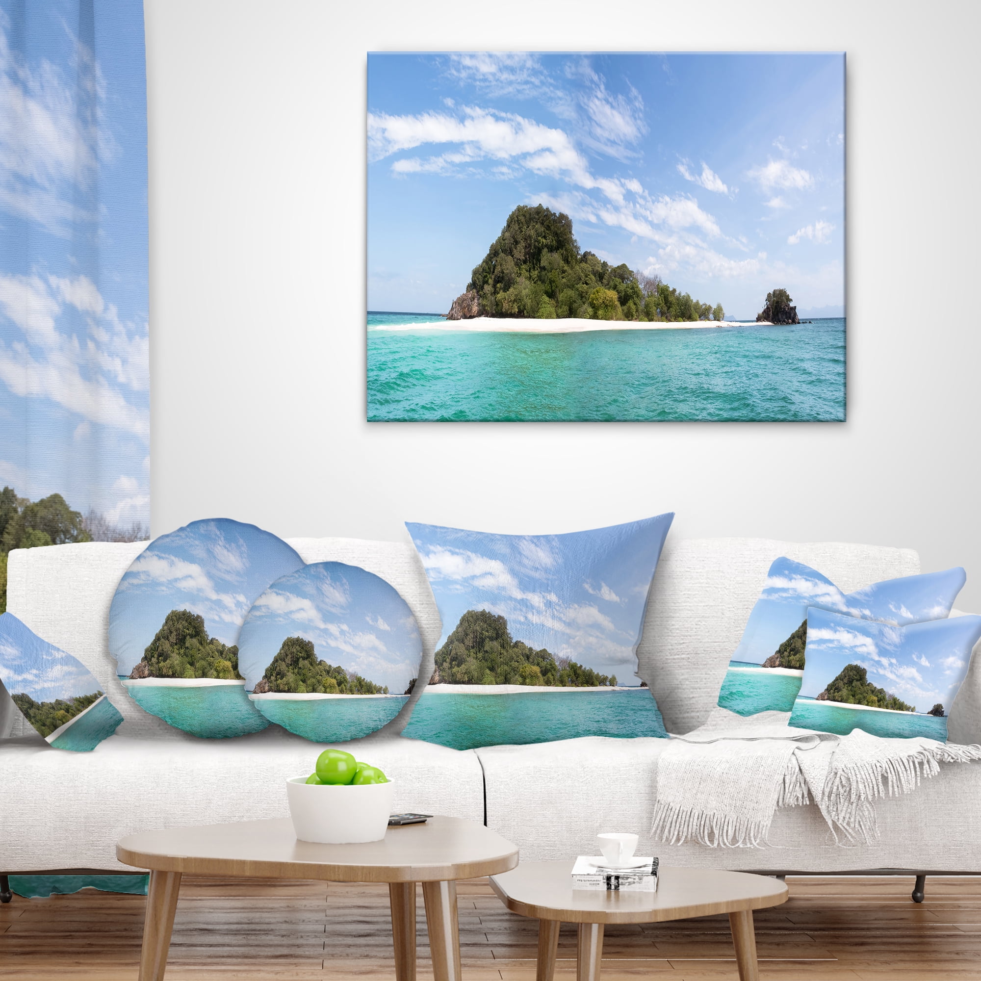 Designart Blue Koh Khai Island Panorama - Seascape Throw Pillow - 18x18