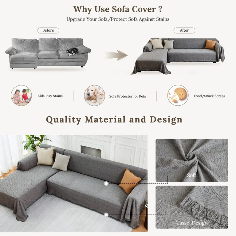 SANMADROLA Sofa Covers Sectional L Shape Couch Blanket Washable