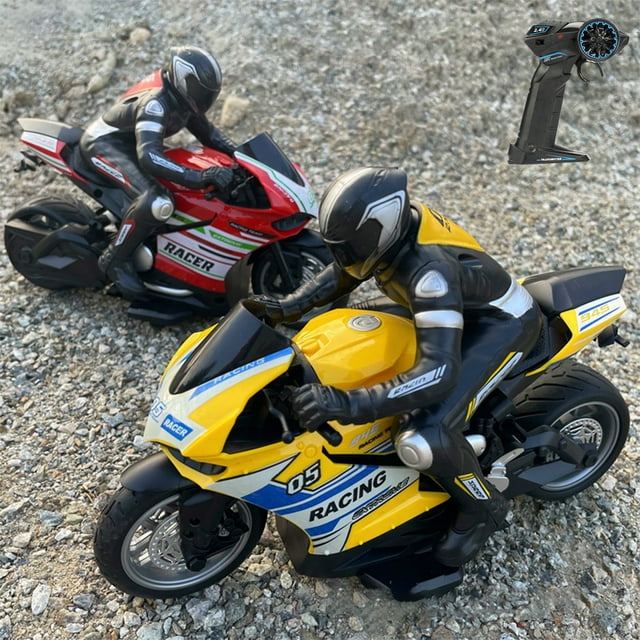 Cagogo under $5 2Pcs RC Motorcycle, 2.4G Remote Control Stunt Motorcycle, High Speed RC Drift Racing Bike, 4-Channel Remote Control Vehicle,KidsElectricToyMotorcycle, Outdoor RacingToyCollection