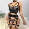 thumbnail image 4 of Gibobby Conjunto de lencería Sexy Conjunto de Lencería de Malla, Conjunto de Lencería de Encaje Transpirable Color Block Sujetador Suave y Elegante para Mujer(Negro, CH), 4 of 5