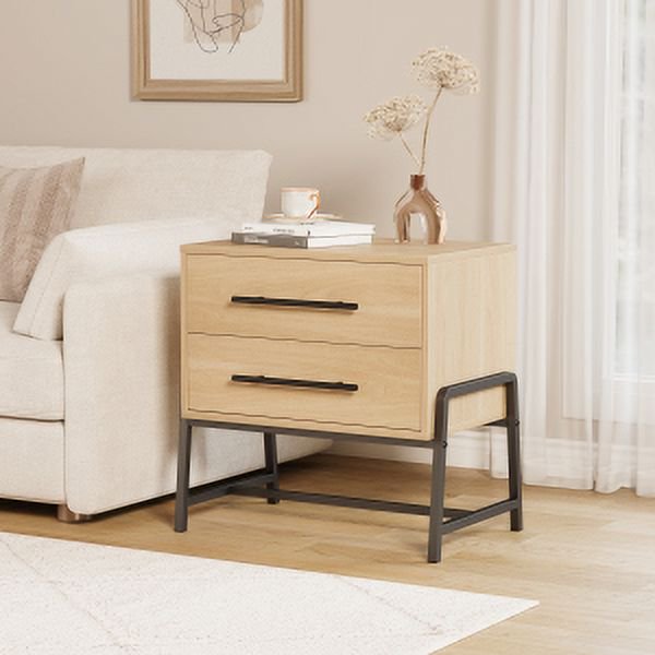 1 Ensemble de Table de Chevet en Panneau Mdf+Pb à Pieds en R