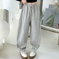 thumbnail image 2 of TIREOW Girls Straight Wide Leg Sweatpants Elastic High Waist Drawstring Sports Pants Solid Color Daily Wear Streetwear Pants, 2 of 5