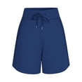 thumbnail image 4 of Siminsem Womens Jersey Shorts with Deep Pockets 7“/9” High Waisted Elastic Waist Drawstring Bermuda Long Shorts for Women Casual Walking Lounge Loose Fit Knee Length, Navy,2XL, 4 of 5
