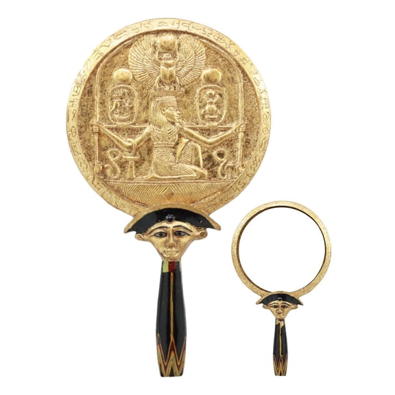 Ebros Ancient Egyptian Symbol Of Protection Aegis Hand Mirror Figurine Collectible Winged Scarab Aegis Divine Talisman Charm
