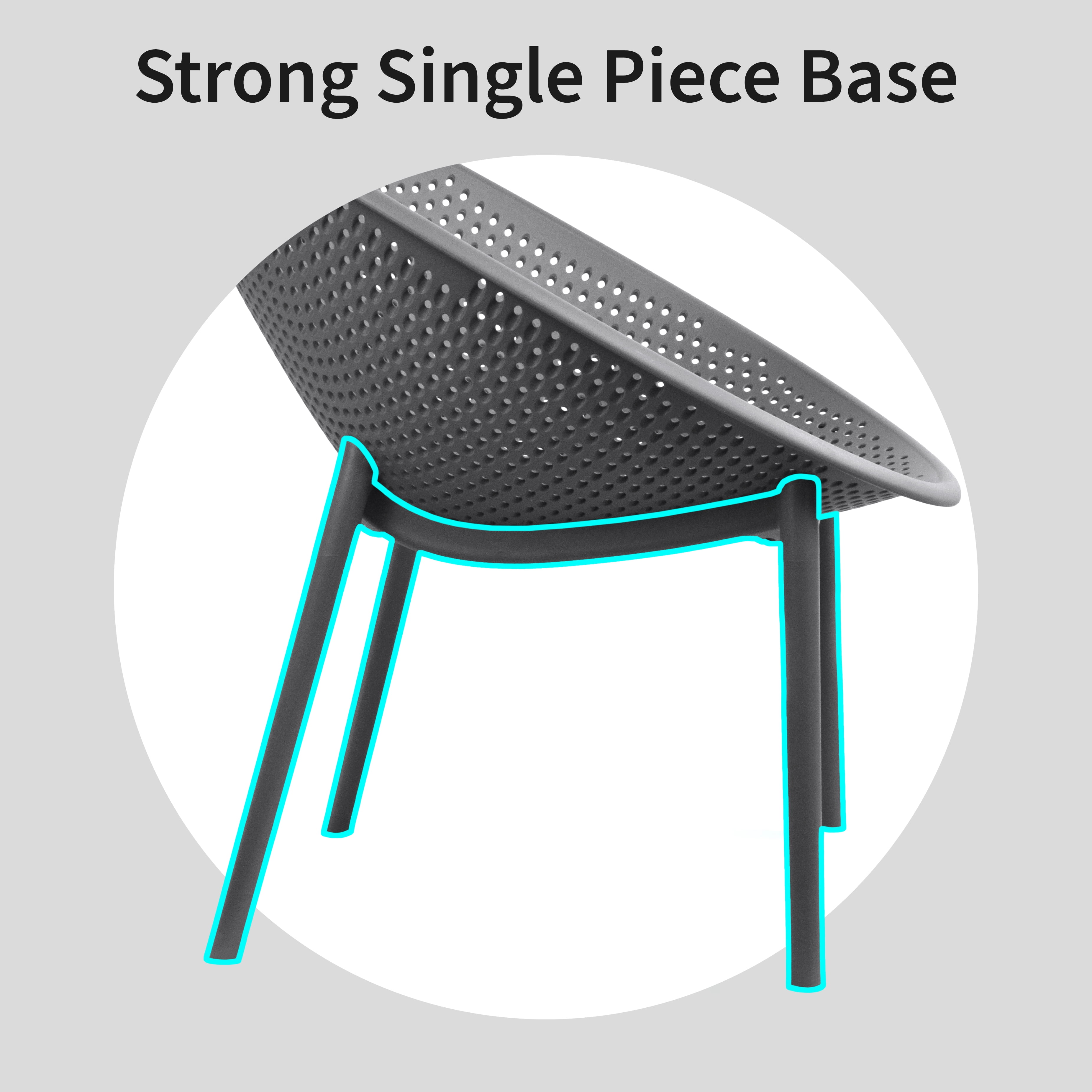 2xhome Set of 2 Mid-Century Modern Plastic Lounge Chair Plastic Legs with Breathable Perforated Egg Shaped Seat for Indoor/Outdoor Use.