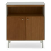 MoDRN Scandinavian Finna Wood Accent Cabinet - White and Light Oak